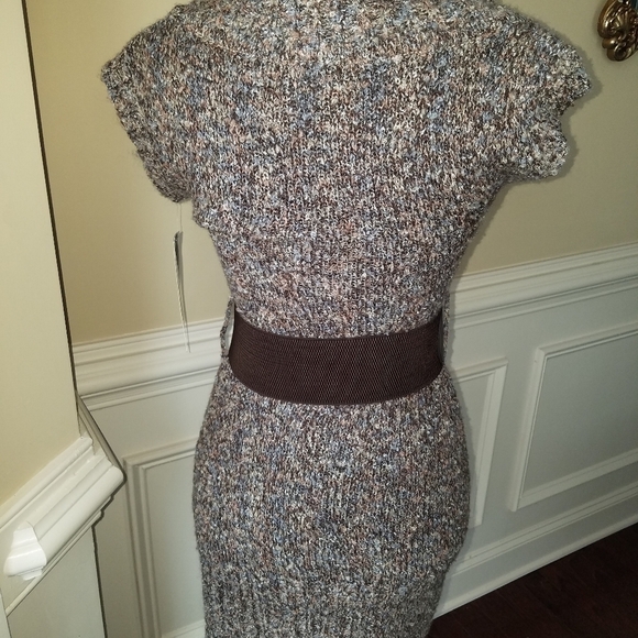 NWT XOXO Cowl Neck Knit‎ Sweater Dress Brown Marled Belted Women’s XS Cozy Fall - Picture 3 of 7